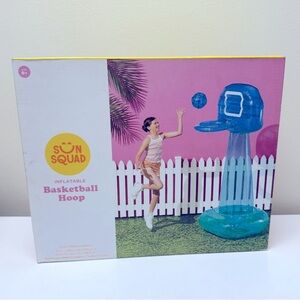 NIB Indoor Sun Squad Inflatable Standing Blue Basketball Hoop and Ball